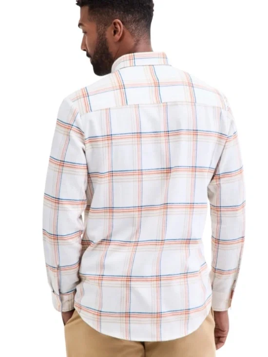 Club Room Men's Regular-Fit S, L Plaid Flannel Shirt Ivory Hunter Plaid -NWT - Picture 4 of 4